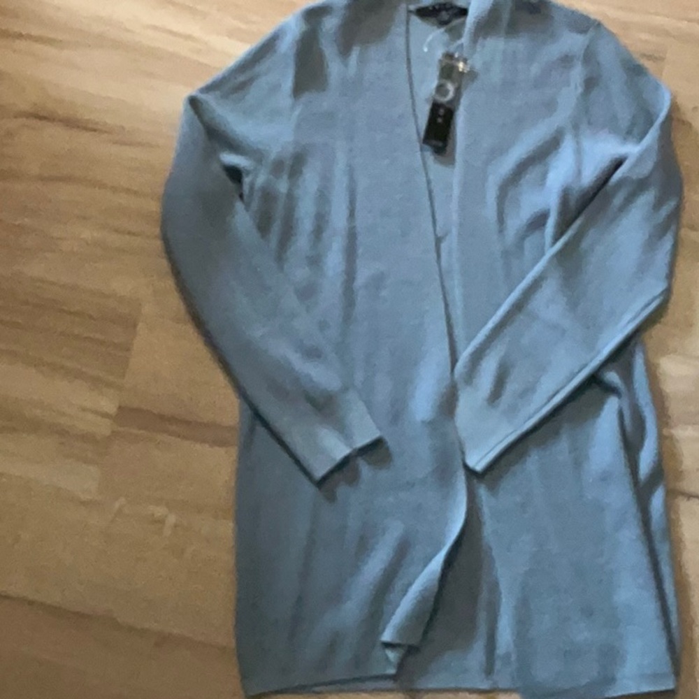 Cyrus Blue Cardigan Sweater Long Open Front
